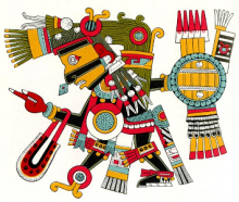 De Azteekse god Tezcatlipoca ("Rokende Spiegel")